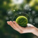 Hand of human holding green earth ESG icon for Environment Social and Governance, World sustainable environment concept.