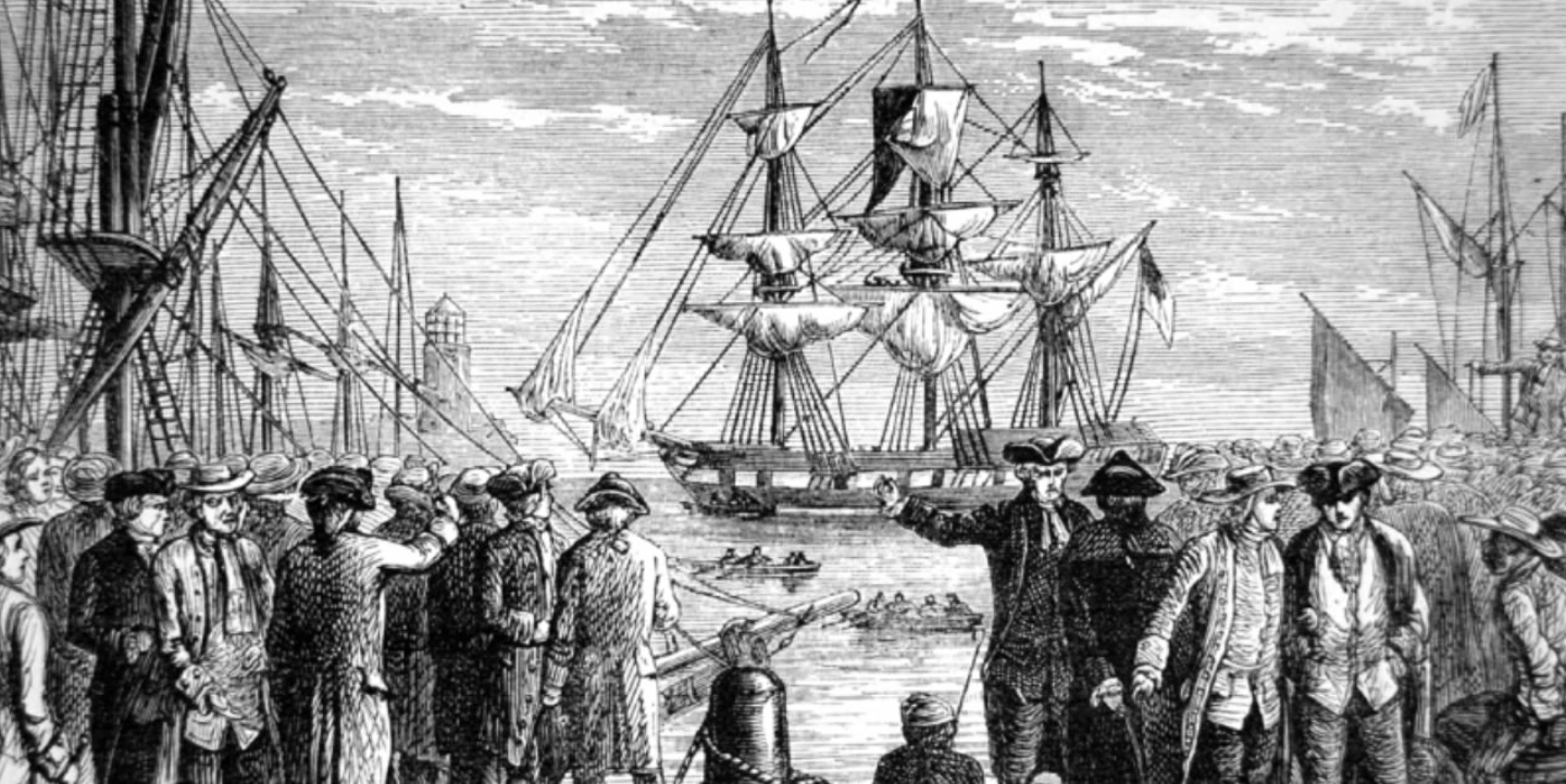 Boston Tea Party - Perlawanan terhadap pajak di Amerika - No Taxation Without Representation - Dartmouth tiba di pelabuhan Boston